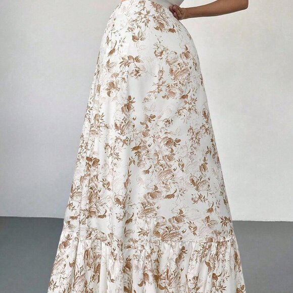 Apricot Boho Women's High Waist Floral Skirt - Picture 3 of 6